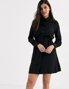 New Look Gather Waist Shirt Mini Dress In Black