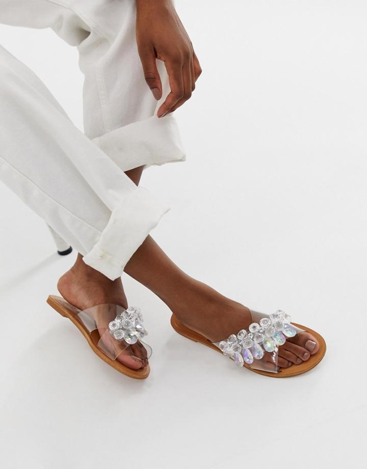 Asos Design Fortnight Cross Strap Perspex Mules - Clear