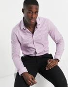 Asos Design Slim Stripe Shirt In Lavender-purple