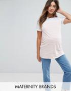 New Look Maternity Stripe Yoke T-shirt - Orange