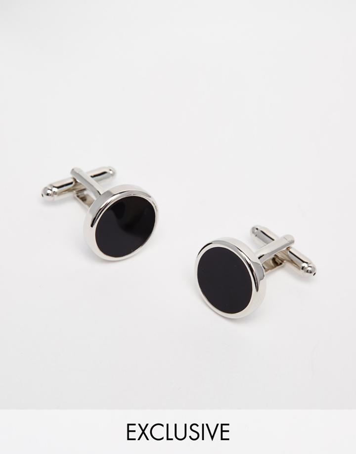 Reclaimed Vintage Cufflinks In Black/silver - Black
