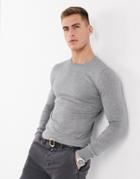 Gianni Feraud Premium Muscle Fit Stretch Crew Neck Fine Gauge Sweater-grey