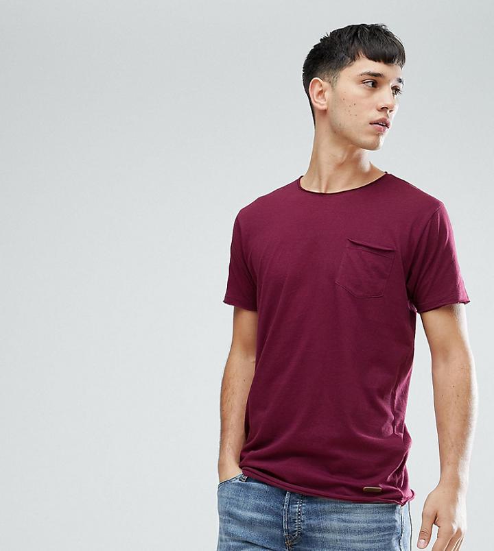 Brave Soul Tall Basic Raw Edge T-shirt - Red