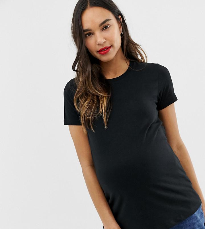 Asos Design Maternity Ultimate T-shirt With Crew Neck In Black - Black