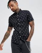 Midnight Surf Lightening Print Shirt - Black