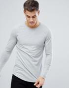 Jack & Jones Premium Long Sleeve Longline T-shirt - Gray