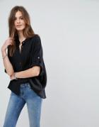 Noisy May Alex Box 3/4 Sleeve Shirt - Black