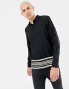 New Look Regular Fit Shirt With Baroque Border Print In Black - Black