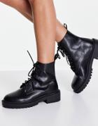 Raid Micah Lace Up Flat Ankle Boots In Black