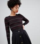 Warehouse Sweater With Glitter Stripes In Black - Black