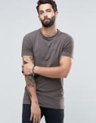 Asos Longline Muscle T-shirt With Crew Neck In Gray - Gray