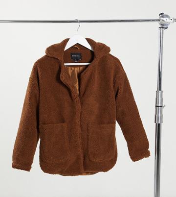 Brave Soul Petite Kelsea Borg Coat-brown