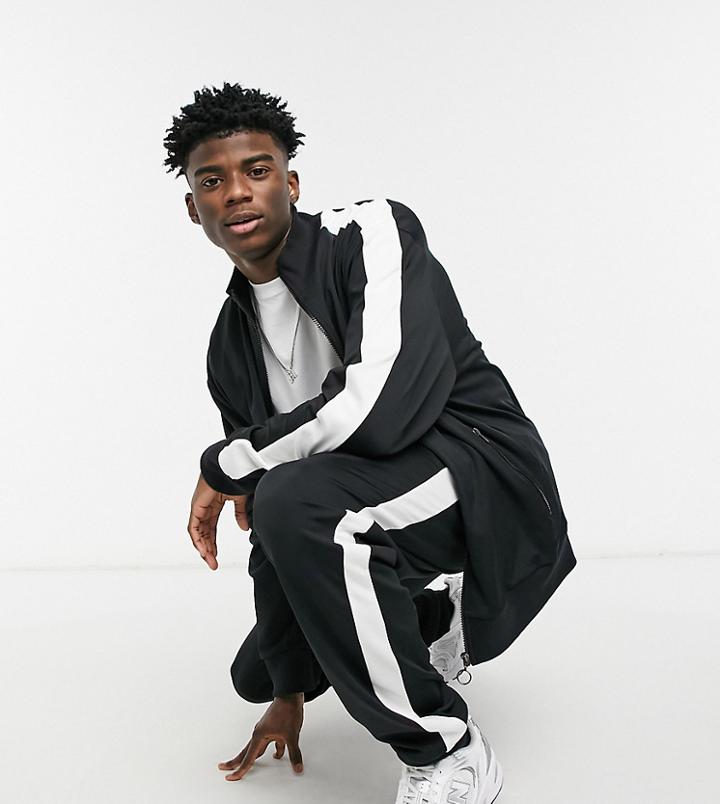 Reclaimed Vintage Inspired Zip Up Track Top In Black