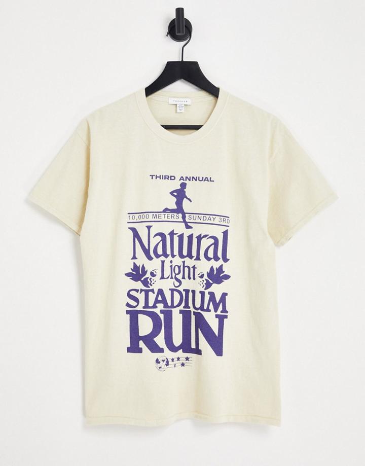 Topshop Natural Light Stadium Run T-shirt In Neutral
