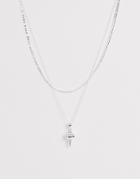 Chained & Able Double Layer Neck Chainwith Ice Cream Cone Charm In Silver