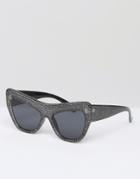 Le Specs Glitter Frame Cat Eye Sunglasses - Black