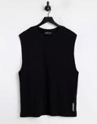 Bershka Knitted Sleeveless T-shirt Set In Black