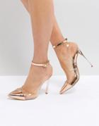 Missguided Pointed Perspex Heeled Shoes - Gold
