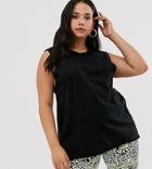 Asos Design Curve Oversized Tank With Exposed Seams In Black - Black