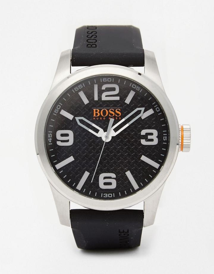 Boss Orange Paris Watch With Black Silicone Strap - Black