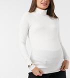 New Look Maternity Roll Neck Top In Cream-white