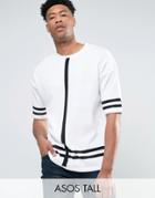 Asos Tall Knitted T-shirt With Mono Stripes - White