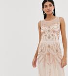 Amelia Rose Tall Embellished Sleeveless Maxi Dress In Soft Peach - Pink