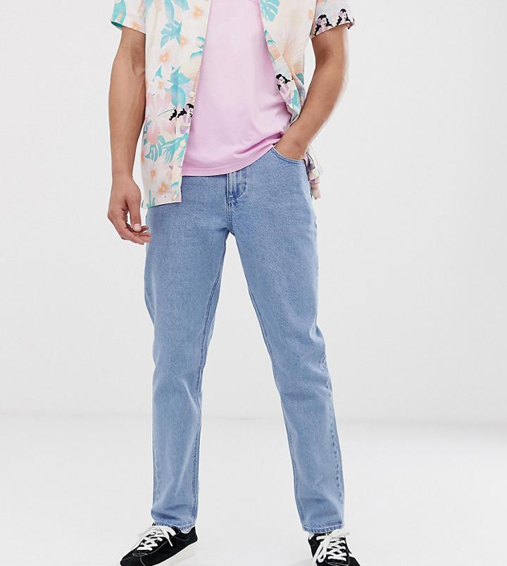 Asos Design Tall Classic Rigid Jeans In Light Stone Wash Blue - Blue