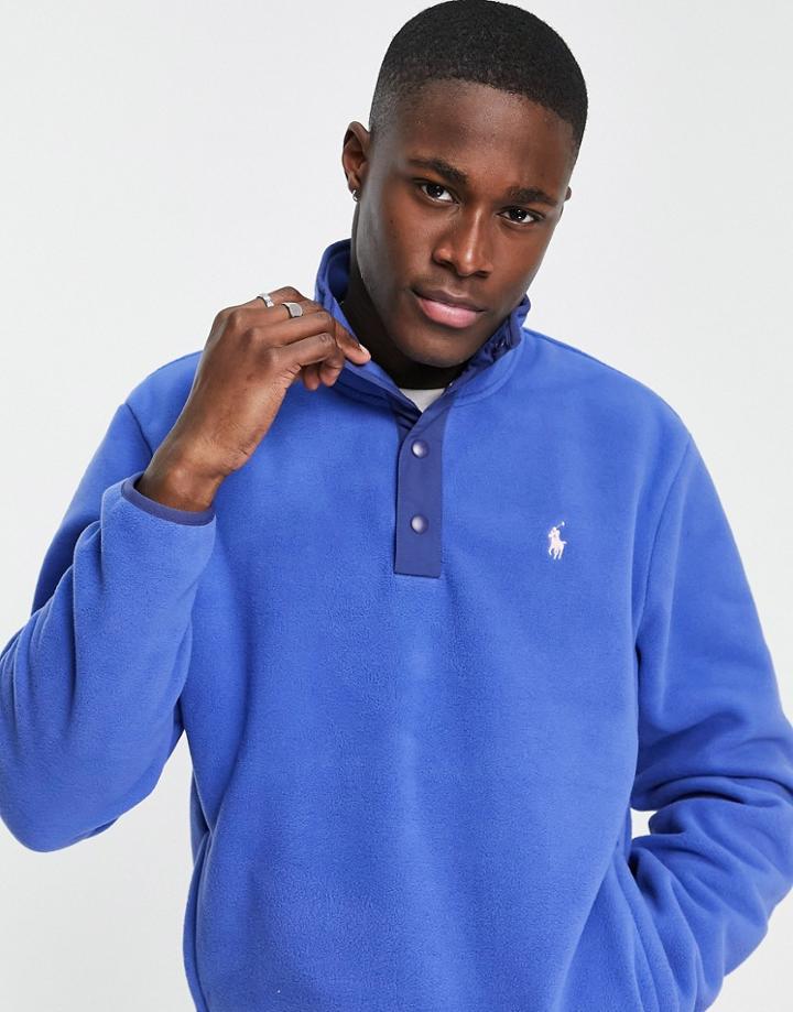 Polo Ralph Lauren Icon Logo Polar Fleece Half Zip Sweatshirt In Blue