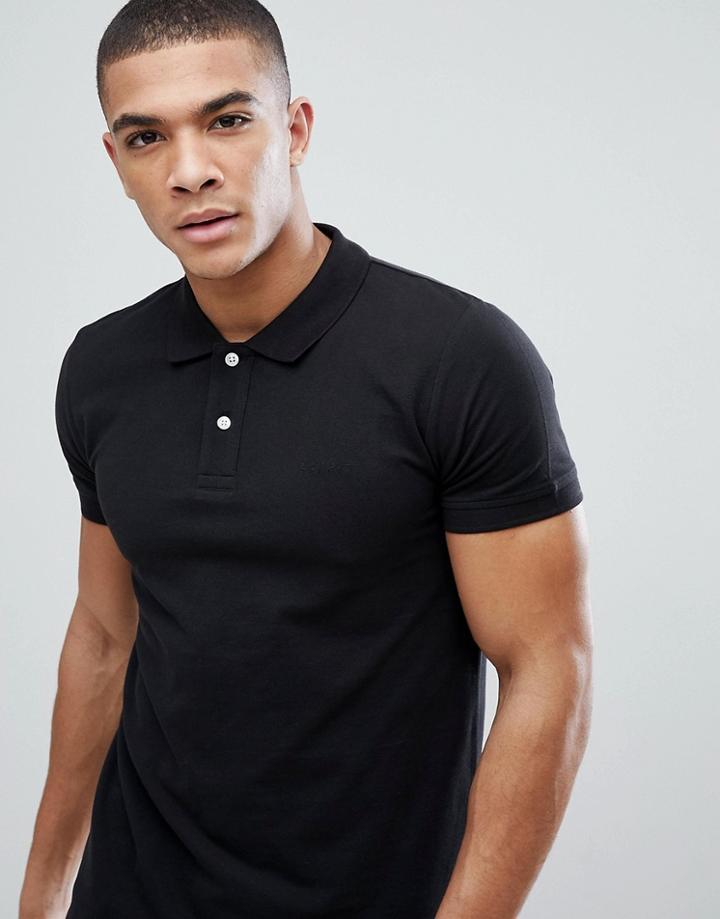 Esprit Organic Polo Shirt In Black - Black