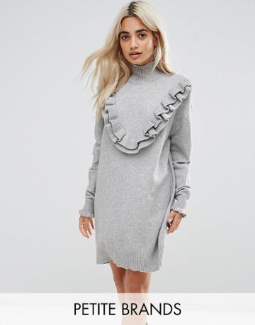 Vero Moda Petite Frill Knitted Dress - Multi