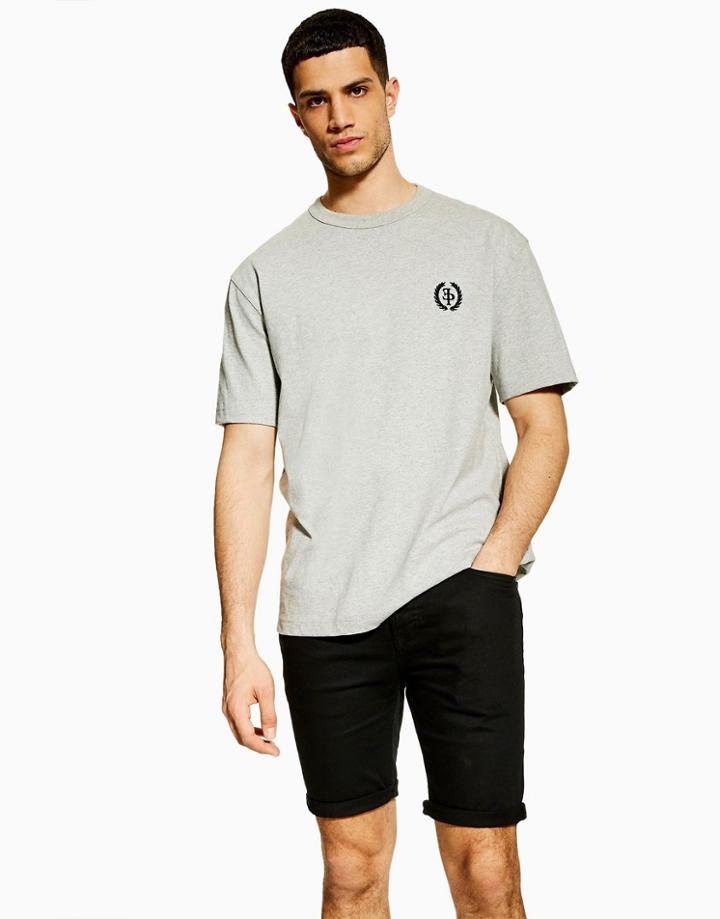 Topman Skinny Denim Shorts In Black