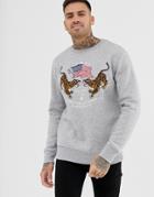 Pull & Bear Embroidered Sweatshirt In Gray - Gray