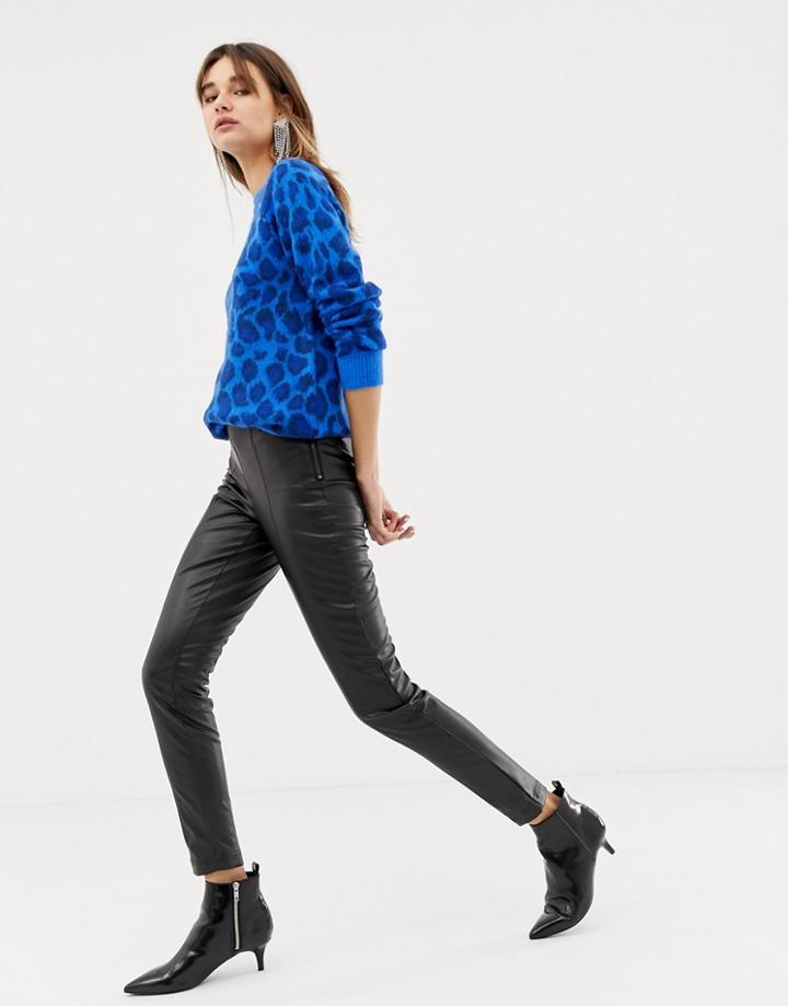 Pieces Leather Look Leggings - Black