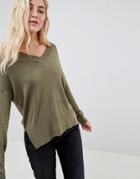 Blend She Leightweight V-neck Sweater - Green
