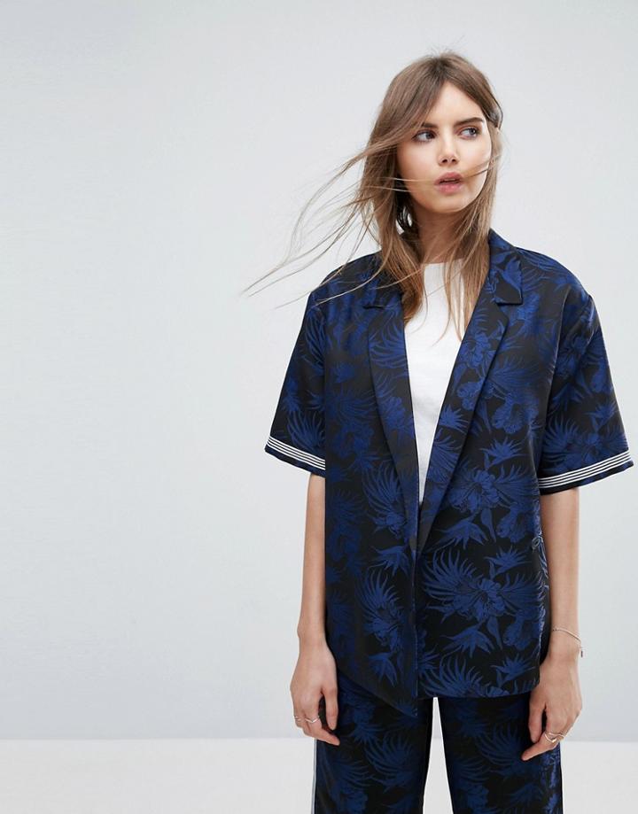 Asos Palm Jacquard Short Sleeve Jacket - Multi