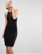 Y.a.s Base Bodycon Dress With Lace Inserts - Black