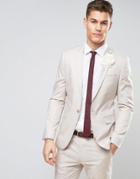 Asos Wedding Skinny Suit Jacket In Stretch Cotton In Putty - Gray