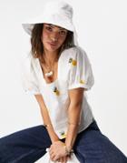 Asos Design Broderie Fisherman Bucket Hat In White