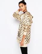 Story Of Lola Festival Longline All Over Sequin Hoodie - Golden Yellow