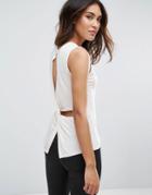New Look Twist Cut Out Back Top - Cream