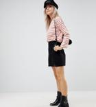 Asos Petite Denim Mini Skirt In Washed Black With Split Detail - Black