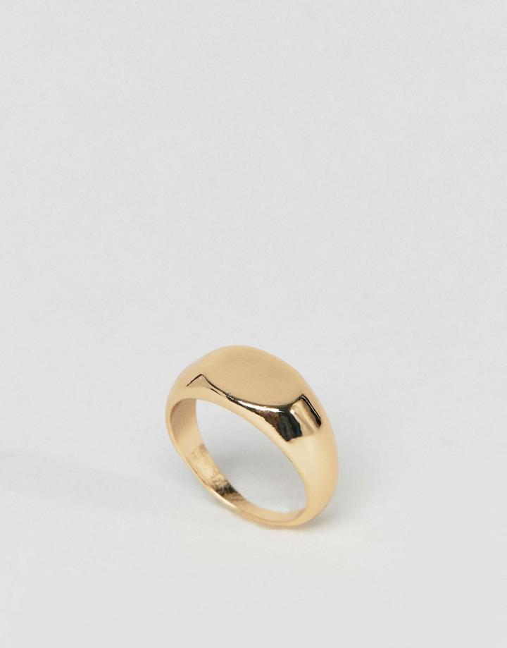 Asos Design Flat Top Sovereign Ring - Gold