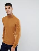 Asos Cotton Roll Neck Sweater In Tan - Tan