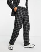 Asos Design Slim High Waisted Suit Pants In Black Check