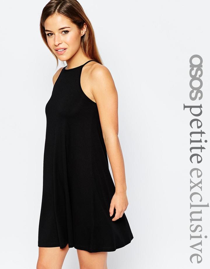 Asos Petite Swing Dress With High Neck - Black