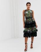 Bronx & Banco Bridget Ruffle Midi Dress-multi