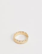 Asos Design Ring In Vintage Style Flat Chain Design In Gold Tone - Gold