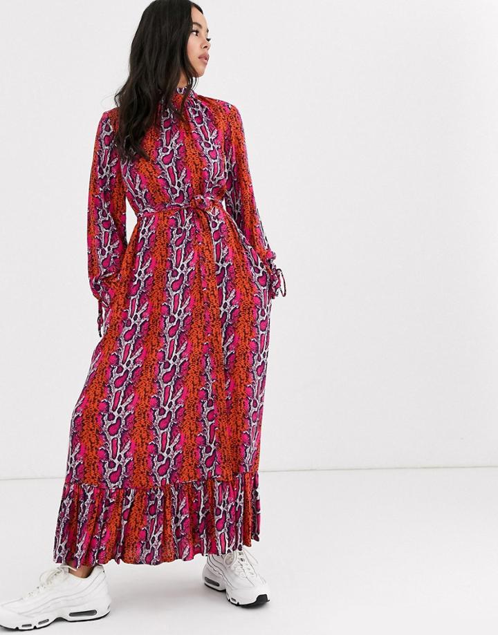 Resume Paisley Snake Print Midaxi Dress-pink