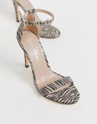 Miss Selfridge Barely There Sandal In Zebra Print - Multi